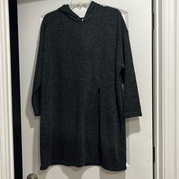 Grey Poncho Hooded Sweater - Picture 2 of 7